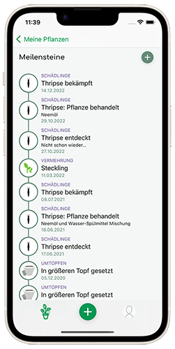 PlantFrand App: Zimmerpflanzen Meilensteine